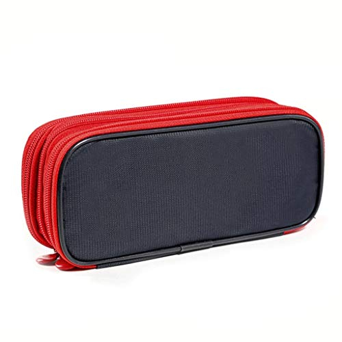 Mäppchen Leinwand-Bleistift-Kasten-Briefpapier for Kinder High Capacity Mäppchen Jungen Mädchen-Bleistift-Beutel-Reißverschluss-Feder-Kasten-Schule Bürobedarf (Color : Red)
