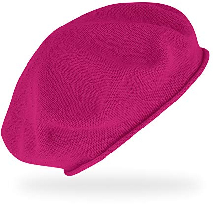 fiebig Feinstrickbaske mit Rollrand | Barett in OneSize aus Baumwolle | Leichte Wollbaske in vielen Farben