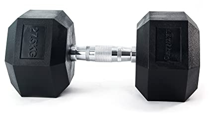 Athlyt Hex-Kurzhantel aus Gummi, 27,5 kg – Gummierte Hantel für Krafttraining