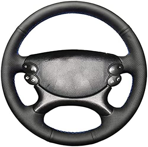 Auto-Lenkradbezug aus schwarzem Leder, für Mercedes Benz E-Klasse W211 E230 E350 E280 CLS-Klasse CLS 350 500 G AMG SL CLK, graue Linie