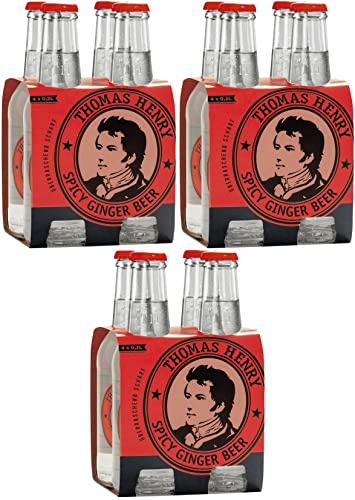 Thomas Henry Spicy Ginger Beer - überraschend scharf - (3 x 4 x 0,2 l Glas MW) 3er Set Ingwerlimonade zum Mixen deiner Longdrinks und Cocktails wie Moscow Mule mit Vodka & Co.