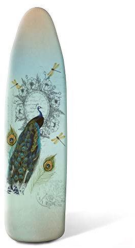 Pfauen-Bügelbrettbezug und -polster, antihaftbeschichtet, resistent gegen Verbrennen und Flecken, Standardgröße 38,1 x 137,2 cm, dicke Polsterung, elastischer Rand und 4 Verschlüsse