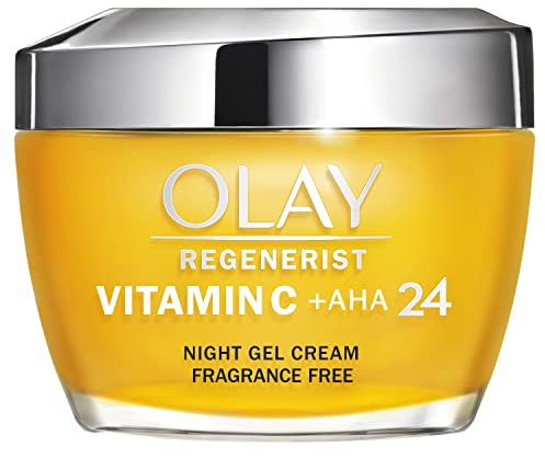 Olay Vitamin C + AHA 24 Crema Hidratante, Gel Crema De Noche Con Vitamina C, AHA Y Niacinamida Para Un Tono De Piel Visiblemente Más Luminoso Y Uniforme, 50 ml