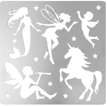 FINGERINSPIRE Plantillas cuadradas de metal de 15,6 cm, diseño de unicornio, álbumes de recortes, de acero inoxidable, para grabar, pirografía, diario y planificador