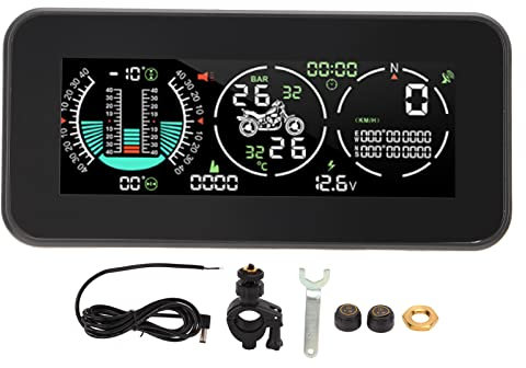 Reifendruckkontrollsystem ， Reifendruckkontroll-Gradientmesser GPS-HUD-Display mit 2 Externen TPMS-Sensoren für Motorräder