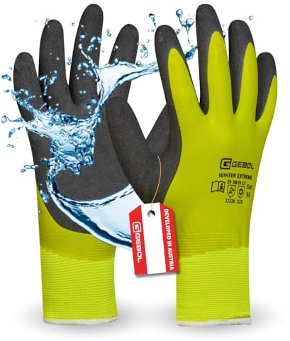 Gebol Winter Extreme Paire de gants de travail d'hiver avec double revêtement en latex, hydrofuges et oléophobes, construction et foresterie, doublés, pour homme, taille L/9