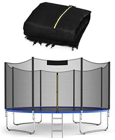 GYMAX Sicherheitsnetz für Trampolin Ø 244/305/366/427/457/487 cm, UV-beständiges & reißfestes Ersatznetz außenliegend für 6/8 Stangen, Schutznetz mit Sicherheitsschnallen & Reißverschluss
