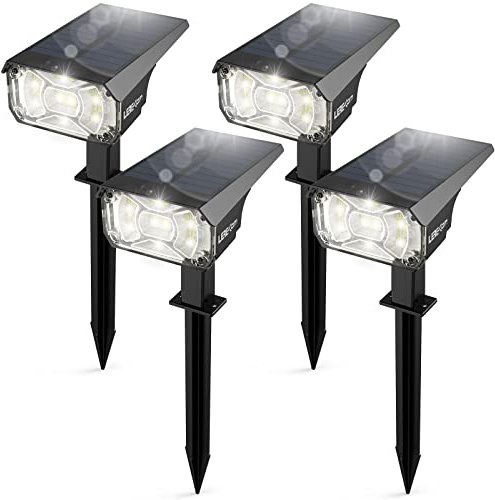 LEREKAM Solar Spot Lights Outdoor,IP65 Waterproof 40 LEDs Landscape Spotlights,USB & Solar Powered Wall Lights,3 Modes Outdoor Solar Garden Lights for Yard Porch 4 Pack
