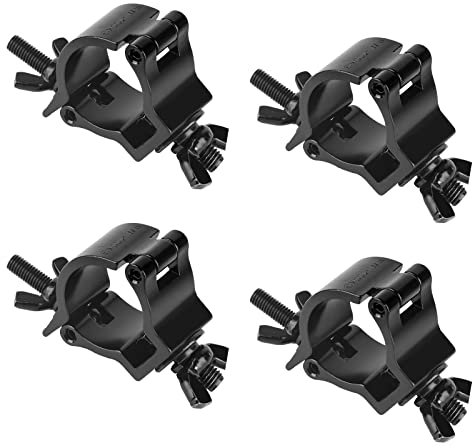 DBREAKS Quick Buckle Stage Lighting Clamp, 4 Crossbars Clamps, 40 mm Stage Lighting Hook Clamp, Accessories for Movable Stage Lights and Headlights, 100 kg Load Capacity (Black)