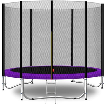 Baunsal® Trampolin Outdoor Ø 183 cm (EXD) lila als Komplettset mit Federabdeckung, Sprungmatte, Netz und Leiter - Gartentrampolin Spielzeug für Kinder