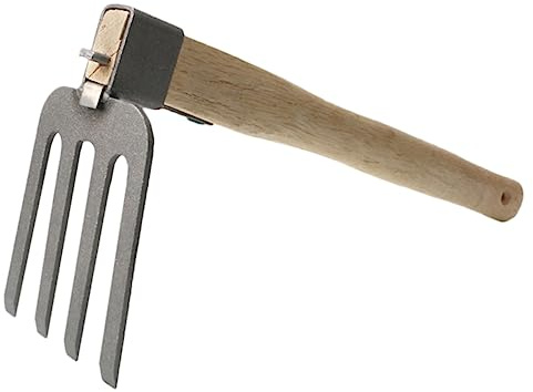 Râteau de Jardin Compact en Acier Manche en Bois Khaki 1 Pièce | Outil Agricole Portatif, Désherbage et Ameublissement du Sol, Format Pratique pour Jardinage Extérieur