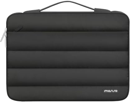 MOSISO 360 Schütz Laptoptasche 13,3 Zoll, 13-14 Zoll Puffy Laptop Tasche Kompatibel mit MacBook Air 13 13,6/Pro 13/14, HP Dell ASUS Lenovo, Polyester Horizontal Seitlich Offene Laptophülle, Schwarz
