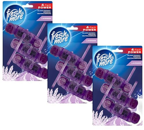Fresh & More WC-Stein Duft-Blauspüler Antibakteriell 9x 50g Toiletteneinhänger (Lavendar)