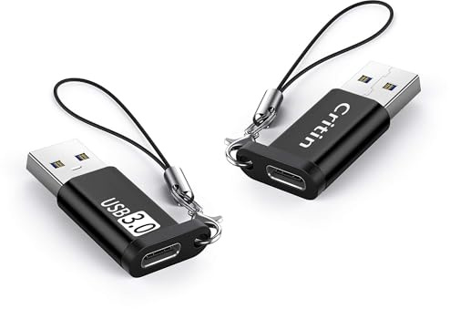 Critin 2 Pcs USB to USB C Adapter, USB 3.0 Male to Type C Female Adaptor | 5Gbps Data Sync Adapter with Lanyard, USB A to USB C Converter Compatible with iPhone 15/14/13/12/11 Pro, iPad Air 6
