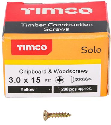200 Pcs Box of Wood Screws Double Countersunk General Purpose (3mm x 15mm)