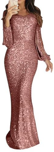 ZICUE Femmes V Neck Fashion Sequin Party Dress Manches Longues Enveloppé Robe De Soirée