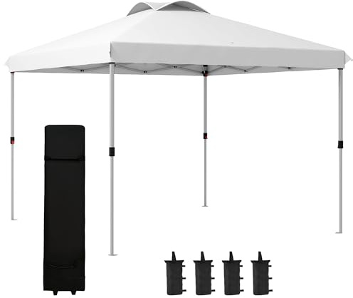 Outsunny Tonnelle Barnum pavillon de Jardin Pop-up Pliant 3 x 3 m avec Sac de Transport à roulettes, hauteurs réglables