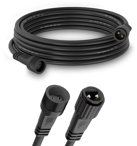 5m/16.4Ft Prolunga Luci Natale, Dalugo 2 Pin IP65 Impermeabile all'aperto Festone Luci Cavo, Anticorrosione Cavo di Prolunga Nero per Lampadine LED G40, Luci Solari Esterno, Catena Luminosa Esterno