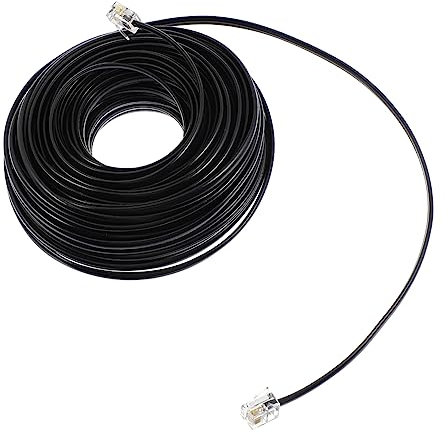 Homoyoyo Cavo Telefonico Di Prolunga 4 Fili 20m Connettore Rj11 Per Telefono, Fax e Modem, Accessori Per Telefoni Domestici, Cavo Di Rete Fissa Nero, Installazione Semplice e Segnale Stabile