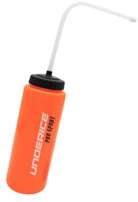 Amagogo Sport-Wasserflasche, 1 l Fassungsvermögen, tragbare, leichte Sportflasche mit langem Strohhalm, Fitnessflasche für Fitnessstudio und, Orange