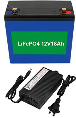 Batterie Lifepo4 12 V 18 Ah, Batterie au Lithium Fer Phosphate de 2000 + Cycles, Batterie Rechargeable sans Entretien pour Stockage d'énergie à Cycle Profond, pour Camping-Car, énergie Solaire et ba