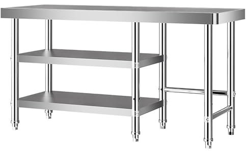 MTSYXYM Beistelltisch Grill Outdoor,Edelstahl-Vorbereitungstisch,Küche Edelstahltisch,Starke Tragfähigkeit, abgerundete Ecken gegen Stöße,Für Garage, Haus, Lager Und Küche.
