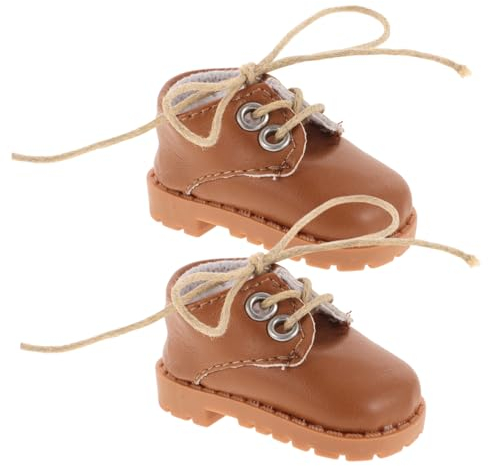 TOYANDONA 1 Paar Puppenlederschuhe Aus Baumwolle Miniaturpuppenschuhe Kleidschuhe Für Mädchenpuppen Bjd Puppenschuhe Jungenpuppenkostüm Babyschuhe Für Mädchen Light Brown Kunstleder