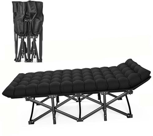Campingbett, zusammenklappbares Campingbett, Feldbetten für Erwachsene mit Kissen, tragbares Reise-Campingbett für drinnen und draußen, robuste Schlafbetten, Zelt-Campingbett mit Tragetasche