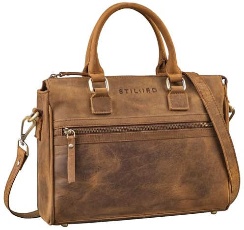 STILORD Corrine Modische Handtasche Damen Leder Mittelgroß Shopper mit Reißverschluss Henkeltasche und Schultertasche Frauen Lederhandtasche Damen Echtleder Farbe:texas - braun