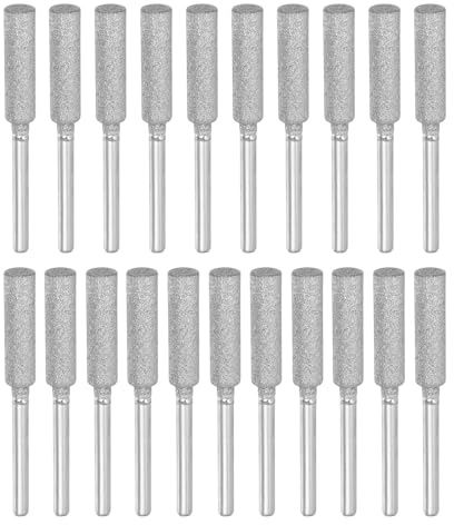 PATIKIL 21 Stück Diamant-Kettensägeschärfer 7/32 Zoll Härte Schleifstein Polieren Kettensägeschärfset Schleiffeile Werkzeug für Kettensäge Steine Schmuck Holz, Silber(5mm)