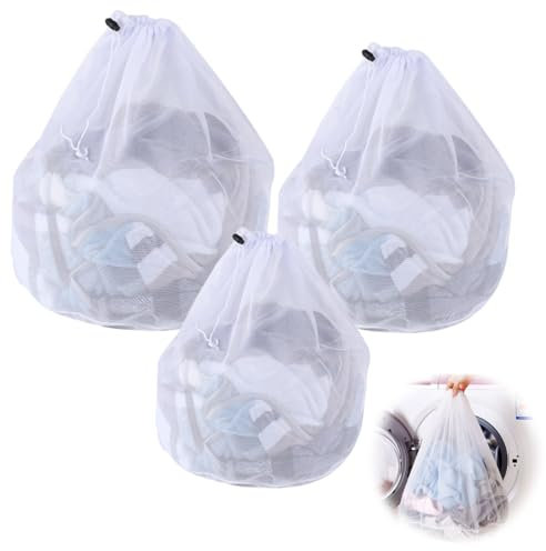 Bolsa Lavadora Ropa, 3 Piezas Bolsa Lavadora, Bolsa Malla Lavanderia Red Lavadora Ropa Interior, Bolsa Calcetines Lavadora con Cordón para Lencería Camisas Calcetines Falda