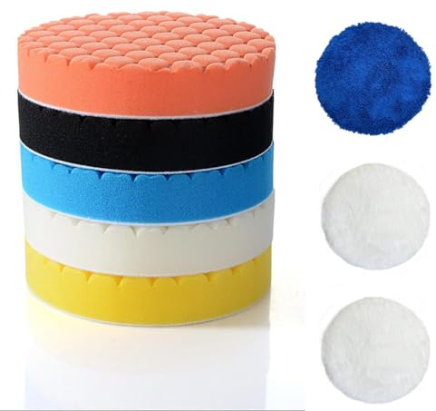 8 Stück Polierpads 125mm Polierschwamm 125mm Klett Auto Polierpads Polier Pads Polierschwamm für Exzenter Poliermaschine Schleifmaschine - Auto Polieren Profiset
