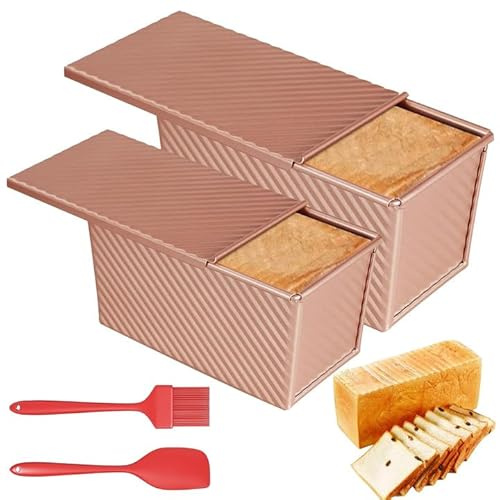 BORDEAG 2 Pezzi Stampo Per Pane Con Coperchio, Teglia Da Forno Per Torte, Dolci, Cottura E Grigliate