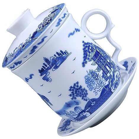 Cabilock Set De Té Cerámico 4unid Taza De Té Tradicional Colador y Tapa Ideal Para De Jazmín y Oolong