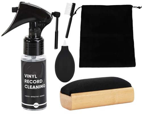Kit d'entretien de disques vinyles Kit de nettoyage avec brosses antistatiques et accessoires de nettoyage pour tourne-disques