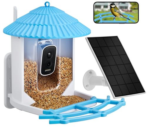 The Fellie Smart Bird Feeder Camera, 4MP Smart Bird House With Camera, Solar Powered Birds Feeder with Smart AI Cam, IP66 Waterproof, Camera Birds Feeders with App, 2.5L Outdoor Birds Watching Gift