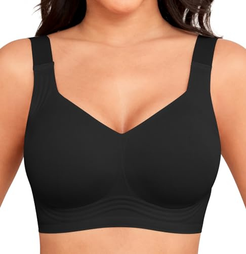 YGJIEGENG BH Damen Ohne Bügel, Push Up BH Große Größen, M-3XL | seamless bh damen, V-Ausschnitt, Klassische Soft, Nahtloser Bügelloser, Komfort Büstenhalter, Seamless Bequemer T Shirt