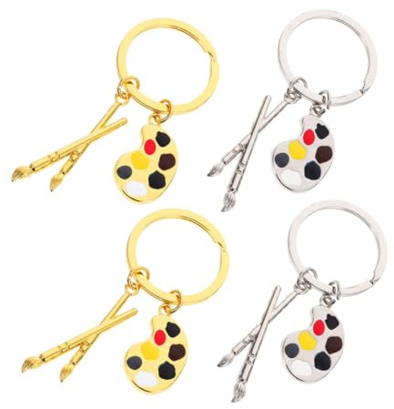 Veemoon 4pcs Paintbrush Keychain Drawing Pen Keyring Lanyard Keychain for School Bag Keyring Lanyard Women