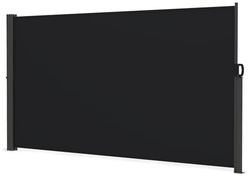 GOPLUS Store Banne Rétractable, Store Vertical Exterieur sans Percage, avec Cadre en Métal, Tissu Imperméable, Brise-Vue Pliable pour Jardin Balcon Piscine (3x1,6m)