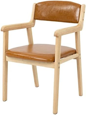 Silla decorativa de cuero con brazos, cómoda silla de comedor tapizada, silla moderna para sala de estar con patas de madera, silla de escritorio para cocina, dormitorio, esquina pequeña