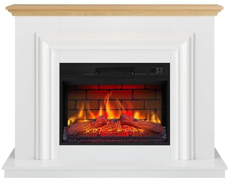 ArtiFlame Marbelya AF23BS Elektrokamin – Weiß, 1,8 kW, realistischer Flammeneffekt, LED, Timer, Fernbedienung, Panoramaglas, energiesparend, 114 cm