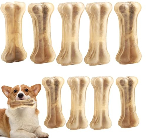 Os à Mâcher pour Chien - Jouet à Ronger pour Chien | Oš Poûr Animaux | Jouet de Mastication | Bâtonnet Nettoyant Pōur Dents | Cuir de Bœuf Artificiel, Os à Polir, Résistant aux Morsures, Accessoire Pō