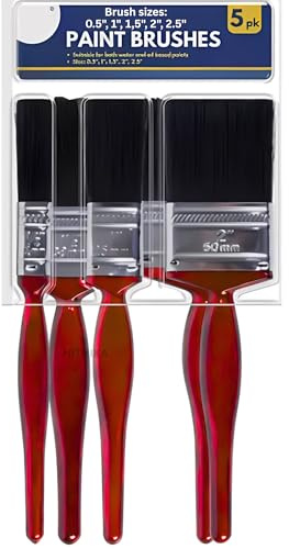 5 Pc Paint Brush Set | 0.5 1 1,5 2 2.5 Paint Brushes | Perfect for Wall Paint Shed Stain Fence Cracks Varnish Furniture Emulsion Gloss & Wallpaper Paste Brush |Bristle Brush Hair|Wooden Handled