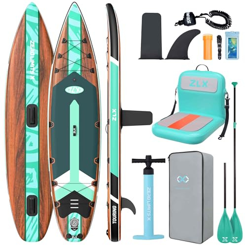 ZLX Stand Up Paddling Board 350x83cm, anfängerfreundliches SUP Board mit Abnehmbarer Mittelfinne für Stabilität oder Geschwindigkeit, Touren Stand Up Paddle für alle Könnerstufen, 200kg Tragkraft
