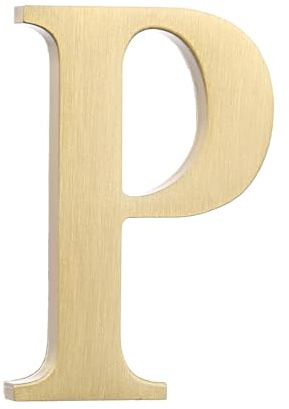 sourcing map 1.8 Inch House Letter, Brass Self-adhesive Mailbox Door Plaque, Brushed Finish Outdoor Address Sign for Office Hotel Apartments, Garden (Letter P, Gold Tone)