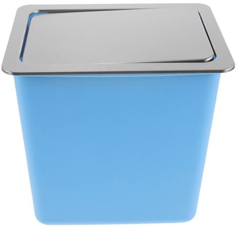 jojofuny Cubo de Basura Empotrable de Acero Inoxidable con Tapa Abatible Tamaño Pequeño Rectangular 2 Piezas con Cubo Plástico Colgante Adecuado para Cocina Baño y Oficina