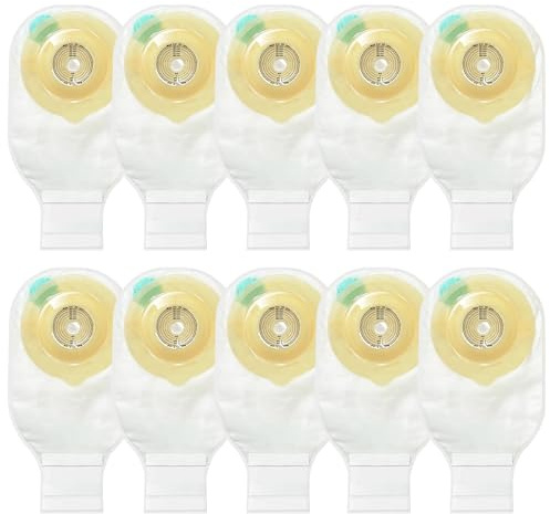 10 Pezzi di Sacchetti per Colostomia, Sacche per Stomia, Monoblocco Convesso, 15-43mm Tagliabili su Misura con Presa D'aria da 1,28 Cm, Chiusura a Strappo