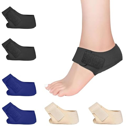 3 par hälkuddar, L-storlek mjuk och ventilerande silikon hälsporre inlägg, för plantar fasciit smärtlindring (blå/svart/fleshfärger)
