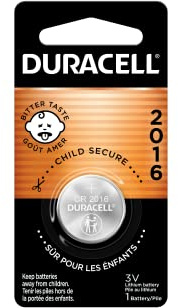 Duracell 2016 Lithium Battery, 1 Count (Pack of 1), Child Safety Features. Lithium Coin Battery for Key Fob, Car Remote , and other devices, CR2016 Lithium 3 Volt (3V) Cell