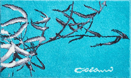 Grund COLANI Exklusiver Designer Badteppich 100% Polyacryl, ultra soft, rutschfest, ÖKO-TEX-zertifiziert, 5 Jahre Garantie, Colani 23, Badematte 60x100 cm, türkis